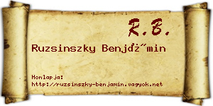 Ruzsinszky Benjámin névjegykártya